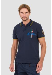 Aeronautica Militare - AERONAUTICA MILLITARE Granatowa koszulka polo Sleeve. Typ kołnierza: polo. Kolor: niebieski