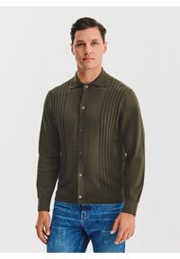Pako Lorente - PAKO LORENTE - Bawełniany kardigan w kolorze zielonym. Okazja: na co dzień. Typ kołnierza: polo. Kolor: niebieski, zielony. Materiał: bawełna. Sezon: jesień. Styl: casual #7