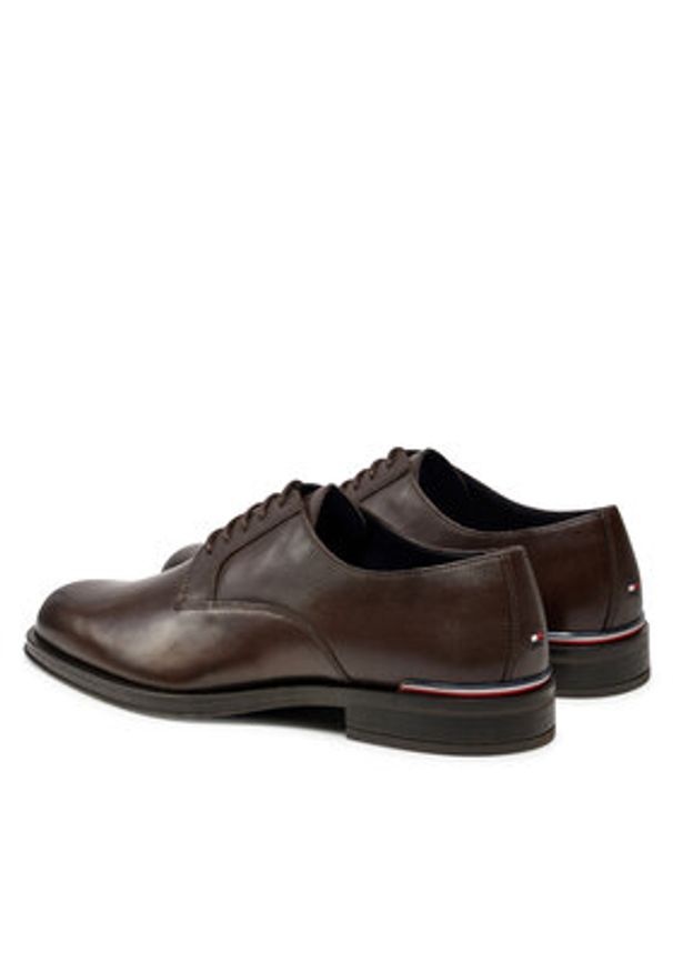 TOMMY HILFIGER - Tommy Hilfiger Półbuty Core Rwb Hilfiger Text Lth Shoe FM0FM05255 Brązowy. Kolor: brązowy. Materiał: skóra
