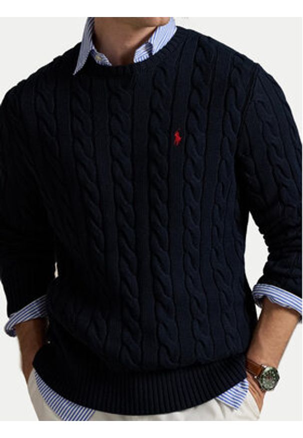 Polo Ralph Lauren Sweter 710775885001 Granatowy Regular Fit. Typ kołnierza: polo. Kolor: niebieski. Materiał: bawełna
