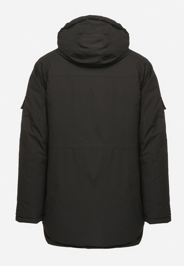 Born2be - Ciemnoszara Kurtka Parka z Odpinanym Kapturem i Kieszeniami Ściągana w Talii Norira. Kolor: szary. Materiał: tkanina. Sezon: zima