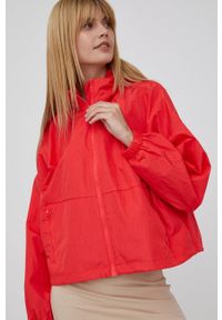 Calvin Klein Jeans kurtka damska kolor czerwony przejściowa. Typ kołnierza: kaptur. Kolor: czerwony. Materiał: materiał. Wzór: gładki #3