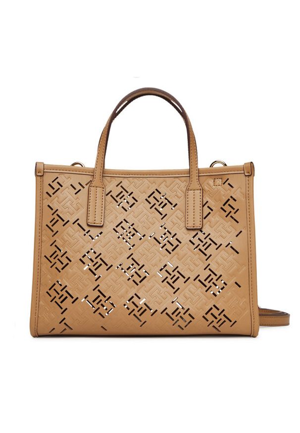 TOMMY HILFIGER - Tommy Hilfiger Torebka Th City Mini AW0AW17500 Brązowy. Kolor: brązowy. Materiał: skórzane