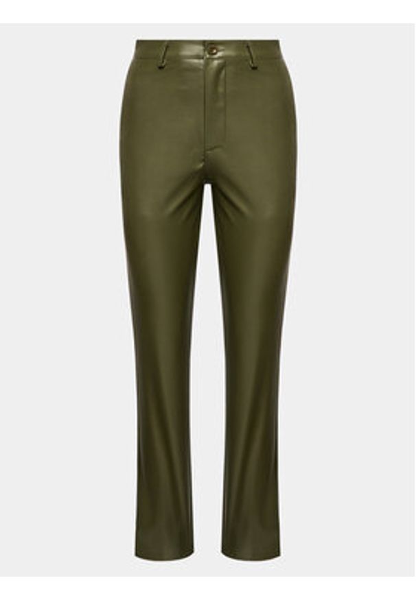 Brave Soul Spodnie z imitacji skóry LTRW-225MILEYKHA Khaki Regular Fit. Kolor: brązowy. Materiał: skóra
