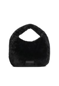 Kazar - Czarna torebka do noszenia za uchwyt z syntetycznego futra. Kolor: czarny. Wzór: gładki. Materiał: futrzane. Styl: elegancki #1