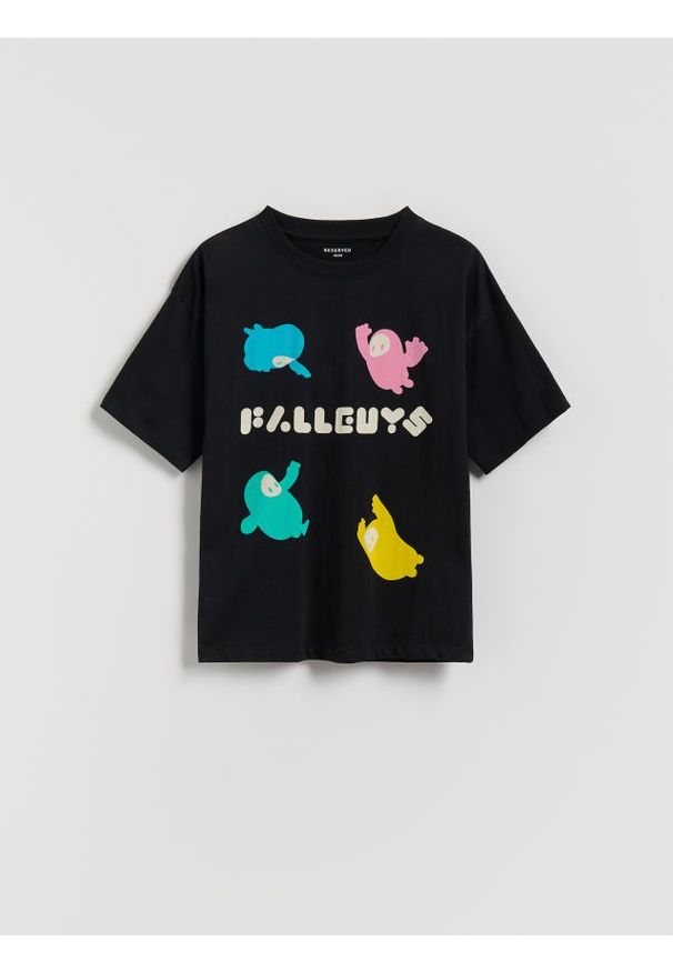 Reserved - T-shirt Fall Guys - czarny. Kolor: czarny. Materiał: dzianina, bawełna