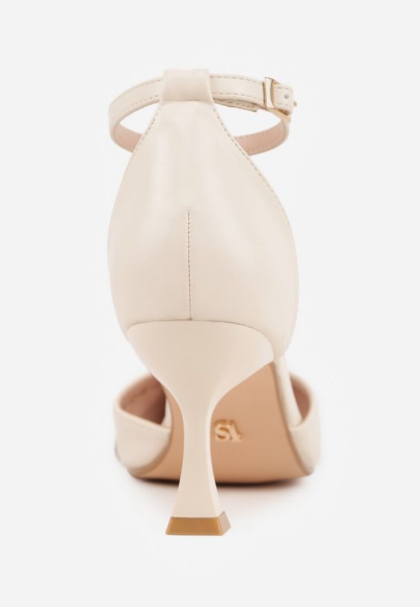 Renee - Beżowe Czółenka na Szpilce Vices z Cyrkoniową Kokardą Atennia. Okazja: na ślub cywilny, na wesele. Kolor: beżowy. Obcas: na szpilce. Styl: elegancki