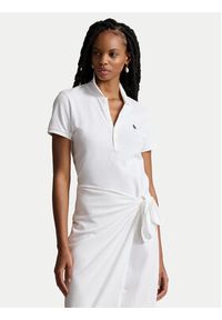 Polo Ralph Lauren Sukienka codzienna 211935605001 Biały Slim Fit. Okazja: na co dzień. Typ kołnierza: polo. Kolor: biały. Materiał: bawełna. Typ sukienki: proste. Styl: casual #5