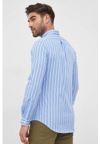 Polo Ralph Lauren koszula męska slim z kołnierzykiem button-down. Typ kołnierza: polo, button down. Kolor: niebieski. Materiał: tkanina