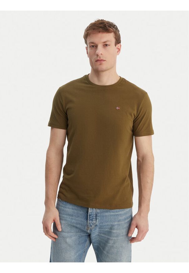 Napapijri T-Shirt Salis NP0A4H8D Zielony Regular Fit. Kolor: zielony. Materiał: bawełna