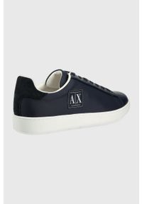 Armani Exchange sneakersy kolor granatowy. Nosek buta: okrągły. Zapięcie: sznurówki. Kolor: niebieski. Materiał: materiał, guma #3