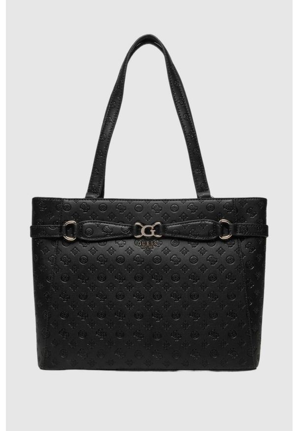 Guess - GUESS Czarna logowana shopperka Arlena Logo Noel Tote. Kolor: czarny