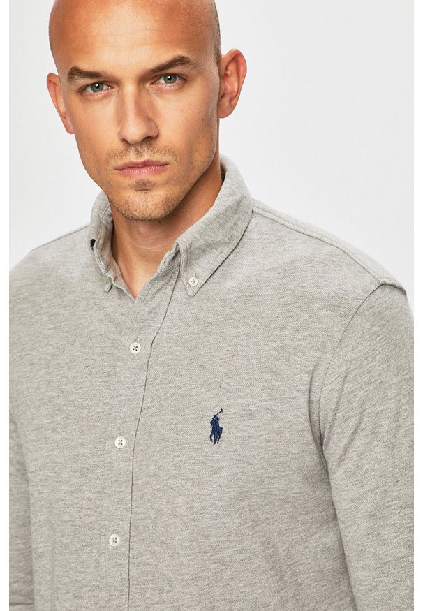 Polo Ralph Lauren - Koszula. Okazja: na co dzień. Typ kołnierza: polo. Kolor: szary. Materiał: dzianina. Styl: casual