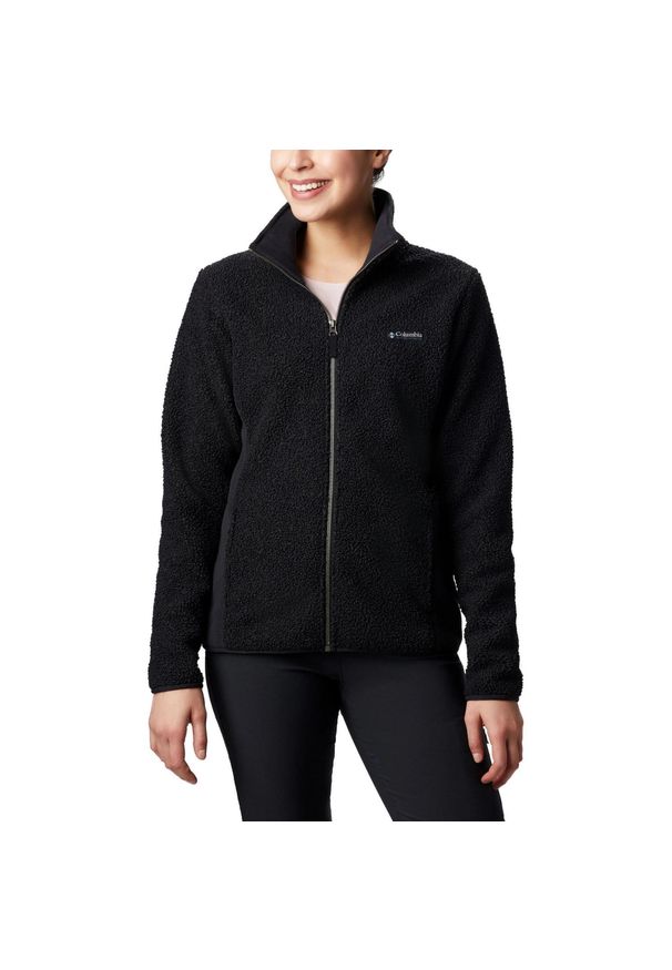 columbia - Damski sweter polarowy Columbia Panorama Full Zip. Typ kołnierza: polo. Kolor: czarny. Materiał: polar. Sport: turystyka piesza