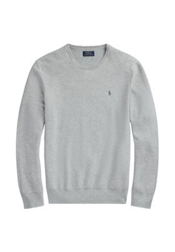 Polo Ralph Lauren Sweter 710918163002 Szary Regular Fit. Typ kołnierza: polo. Kolor: szary. Materiał: bawełna