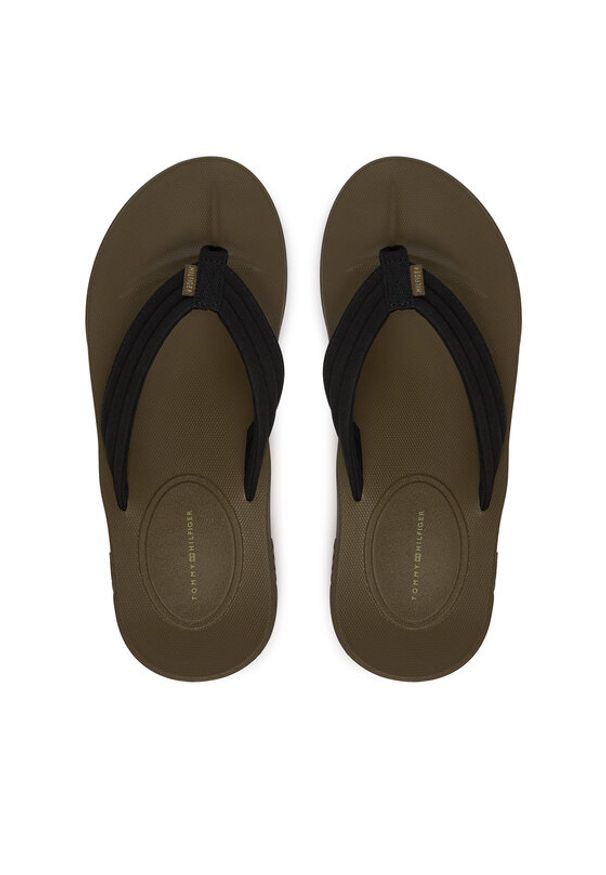 TOMMY HILFIGER - Tommy Hilfiger Japonki Molded Hilfiger Lth Beach Sandal FM0FM05802 Czarny. Kolor: czarny. Materiał: syntetyk