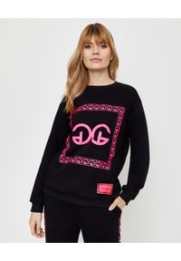 CHAOS BY MARTA BOLIGLOVA - Czarna bluza z bawełny z różowym logo. Kolor: czarny. Materiał: bawełna. Wzór: nadruk