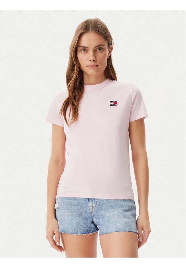 Tommy Jeans T-Shirt DW0DW20153 Różowy Regular Fit. Kolor: różowy. Materiał: bawełna