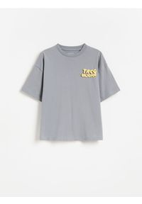 Reserved - Bawełniany t-shirt z nadrukiem - ciemnoszary. Kolor: szary. Materiał: bawełna. Wzór: nadruk #1