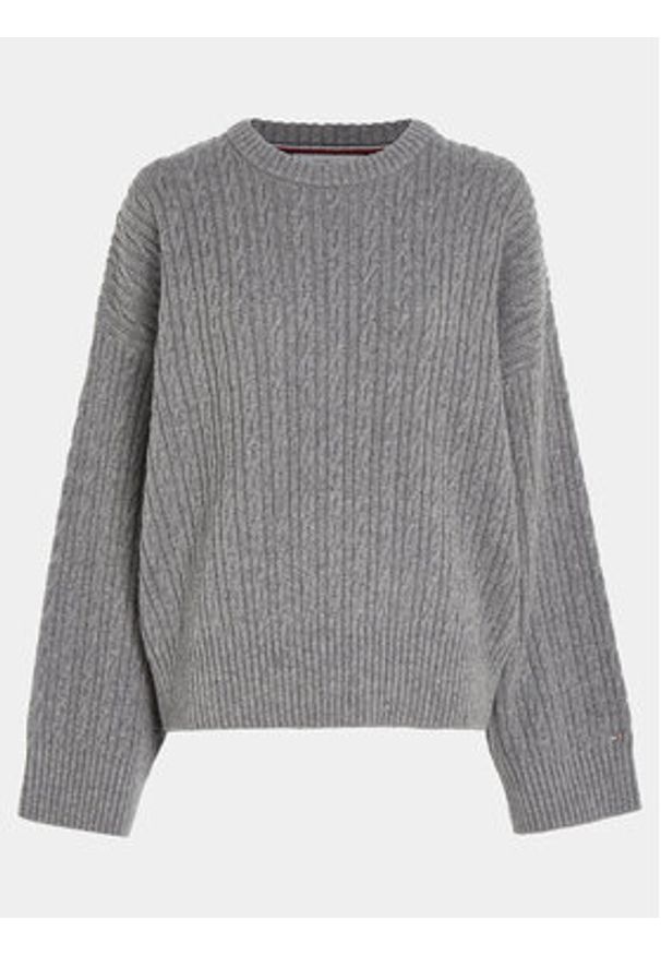 TOMMY HILFIGER - Tommy Hilfiger Sweter WW0WW39003 Szary Oversize. Kolor: szary. Materiał: bawełna, syntetyk