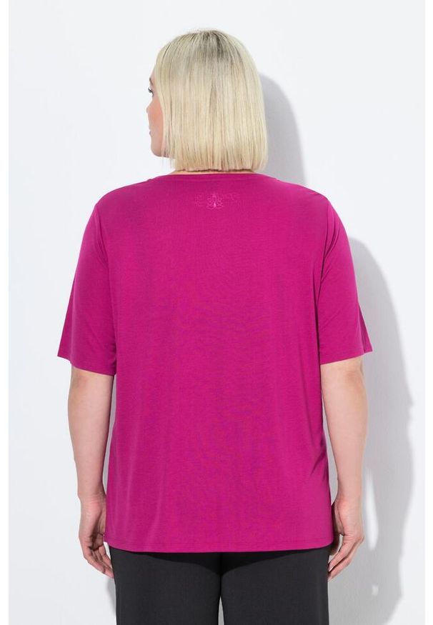 ULLA POPKEN - Damskie Koszulka funkcyjna antybakteryjna okrągły dekolt rękaw 1/2. Kolekcja: plus size. Kolor: różowy. Materiał: poliester, materiał, wiskoza