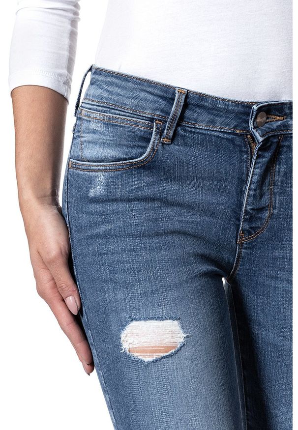 Wrangler - WRANGLER CROP SKINNY DAMAGED BLUE W28MLU86J