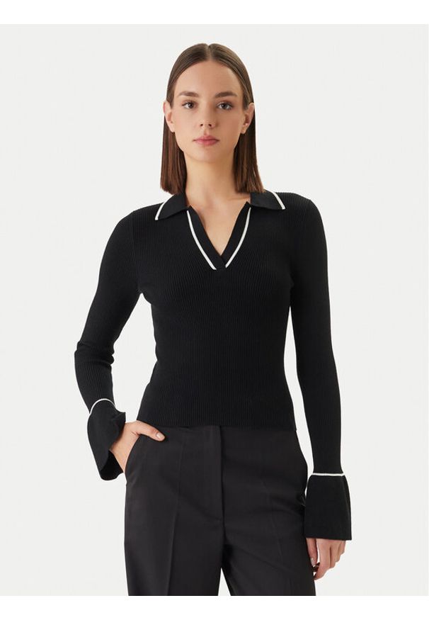 Hugo - HUGO Sweter Samur 50554077 Czarny Slim Fit. Kolor: czarny. Materiał: wiskoza