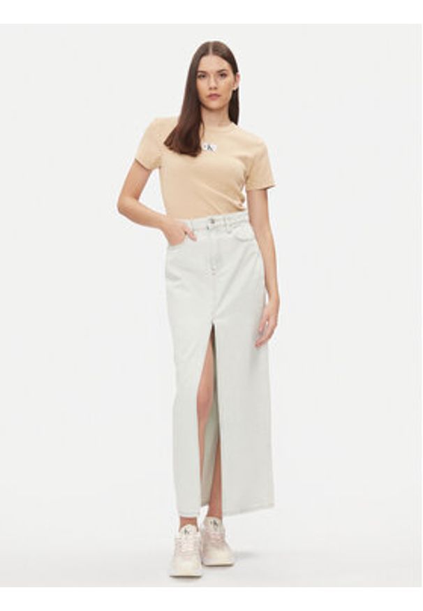 Calvin Klein Jeans Spódnica jeansowa J20J222489 Niebieski Regular Fit. Kolor: niebieski. Materiał: bawełna