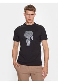 Karl Lagerfeld - KARL LAGERFELD T-Shirt 755073 534250 Szary Regular Fit. Typ kołnierza: dekolt w karo. Kolor: szary. Materiał: bawełna