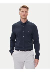 TOMMY HILFIGER - Tommy Hilfiger Koszula Performance MW0MW39418 Granatowy Slim Fit. Kolor: niebieski. Materiał: syntetyk