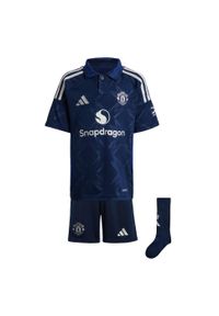 Adidas - Zestaw Manchester United 24/25 Away Mini Kids. Kolor: niebieski. Materiał: materiał. Sport: piłka nożna