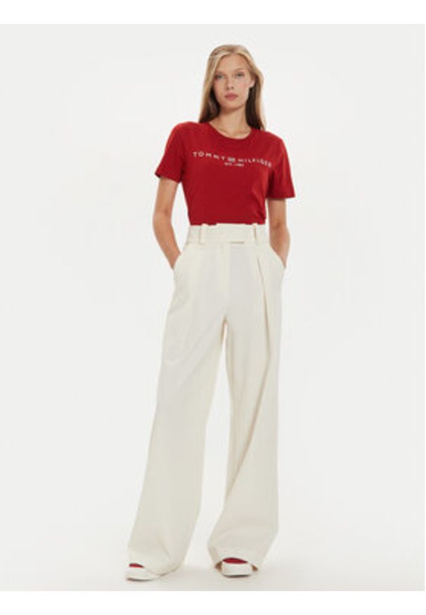 TOMMY HILFIGER - Tommy Hilfiger T-Shirt Logo WW0WW40276 Czerwony Regular Fit. Kolor: czerwony. Materiał: bawełna