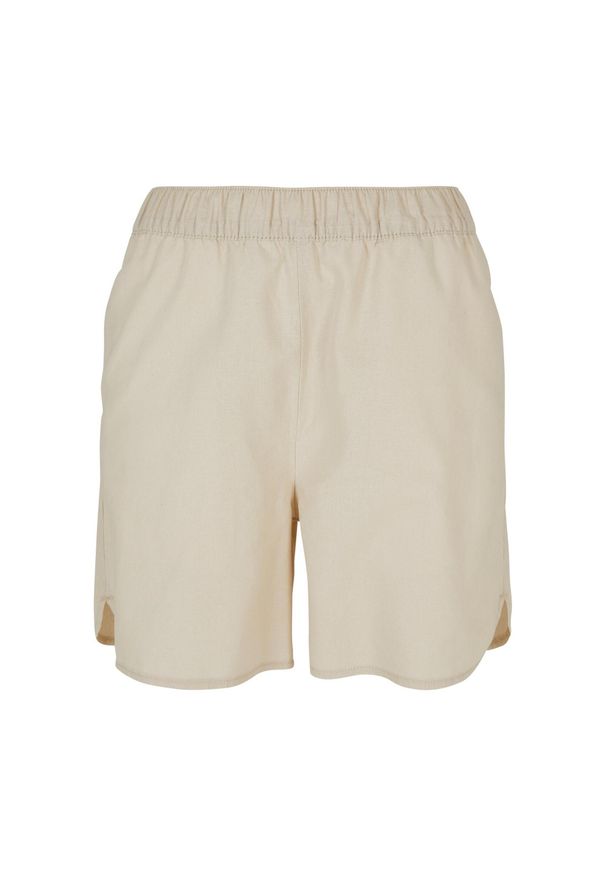 Urban Classics - Szorty Damskie Z Mieszanki Lnu Na Co Dzień. Kolor: biały. Materiał: len. Sport: turystyka piesza