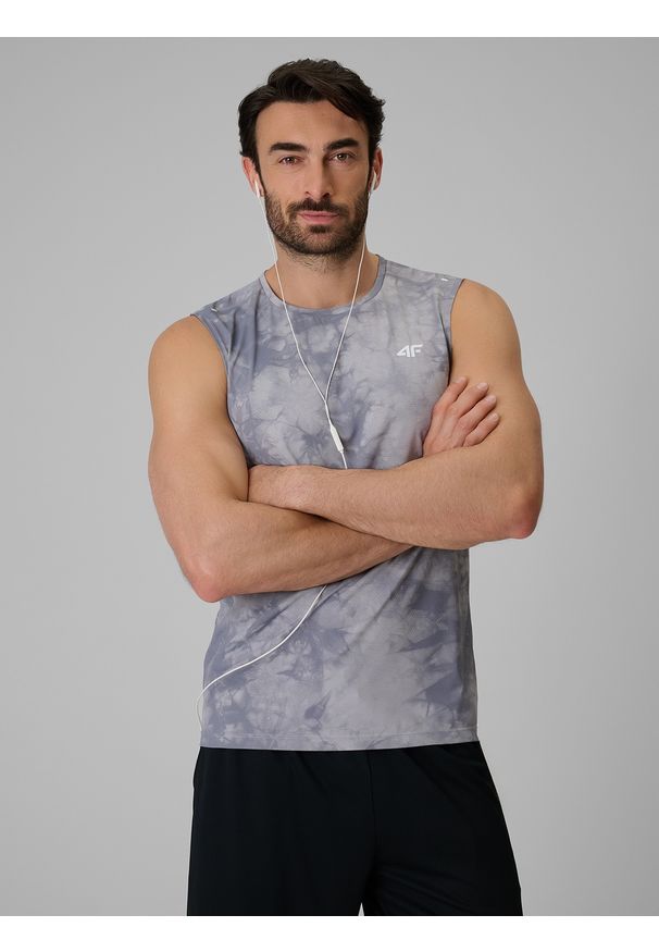 4f - 4F Koszulka treningowa regular szybkoschnąca męska - szara M. Kolor: szary. Materiał: materiał, włókno. Sport: fitness
