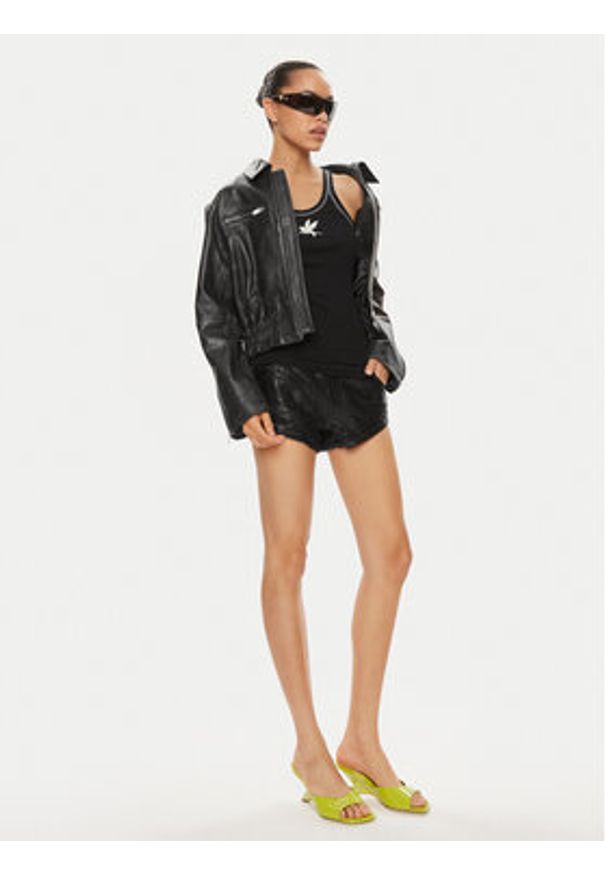 One Teaspoon Szorty skórzane Bandits 26208B Czarny Relaxed Fit. Kolor: czarny. Materiał: skóra