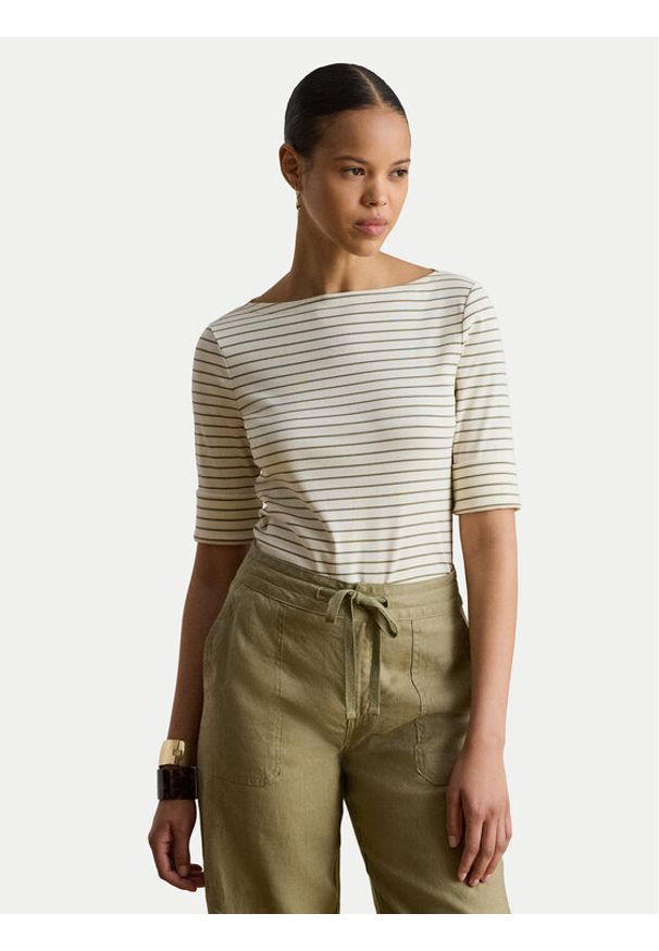 Lauren Ralph Lauren - LAUREN RALPH LAUREN Bluzka Judy 200P13919002 Beżowy Regular Fit. Kolor: beżowy. Materiał: bawełna