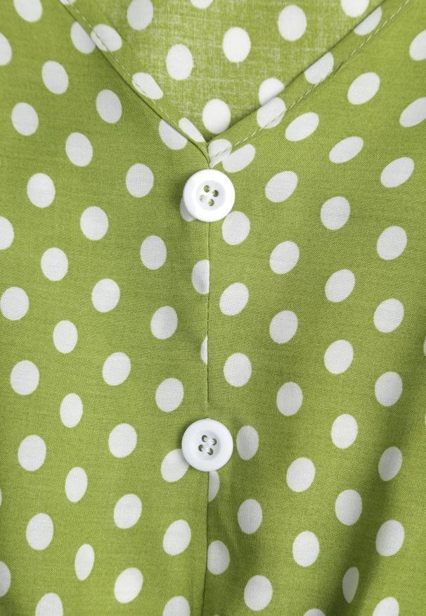 Renee - Jasnozielona Sukienka z Bawełny o Rozkloszowanym Kroju z Gumką w Talii Emilla. Okazja: na co dzień, do pracy, na spotkanie biznesowe. Kolor: zielony. Materiał: bawełna. Długość rękawa: krótki rękaw. Typ sukienki: rozkloszowane. Styl: casual, biznesowy, elegancki