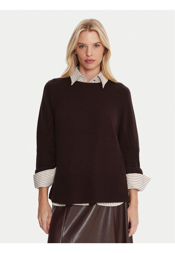 Marella Sweter Alaska 2525366102 Brązowy Regular Fit. Kolor: brązowy. Materiał: wełna