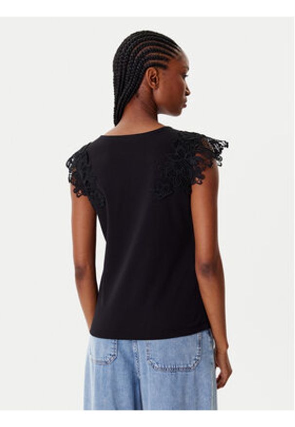 Morgan Bluzka 252-DFLOWER Czarny Regular Fit. Kolor: czarny. Materiał: bawełna