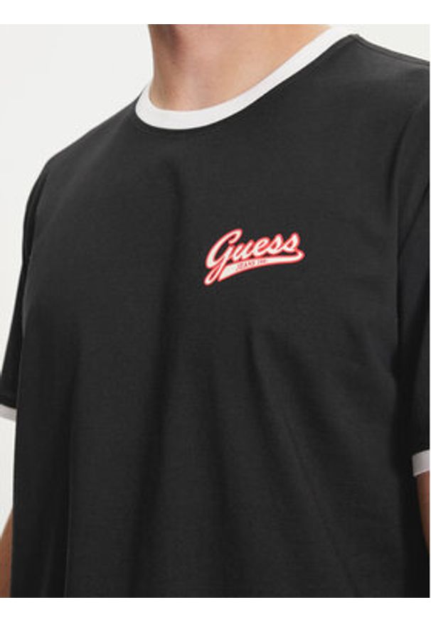 Guess Jeans T-Shirt M4YI43 K8FQ4 Czarny Regular Fit. Kolor: czarny. Materiał: bawełna