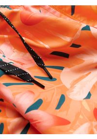 Ombre Clothing - Szorty męskie kąpielówki w motyw roślinny - pomarańczowe V5 - Rozmiar: XL. Okazja: na plażę. Kolor: pomarańczowy. Materiał: poliester, materiał #4