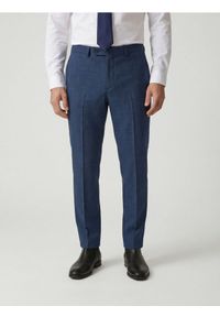 Reserved - Garniturowe spodnie slim fit - granatowy. Kolor: niebieski. Materiał: wiskoza, tkanina #1