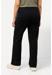 ULLA POPKEN - Damskie Spodnie dresowe proste nogawki elastyczny pas. Kolekcja: plus size. Kolor: czarny. Materiał: materiał, poliester, bawełna