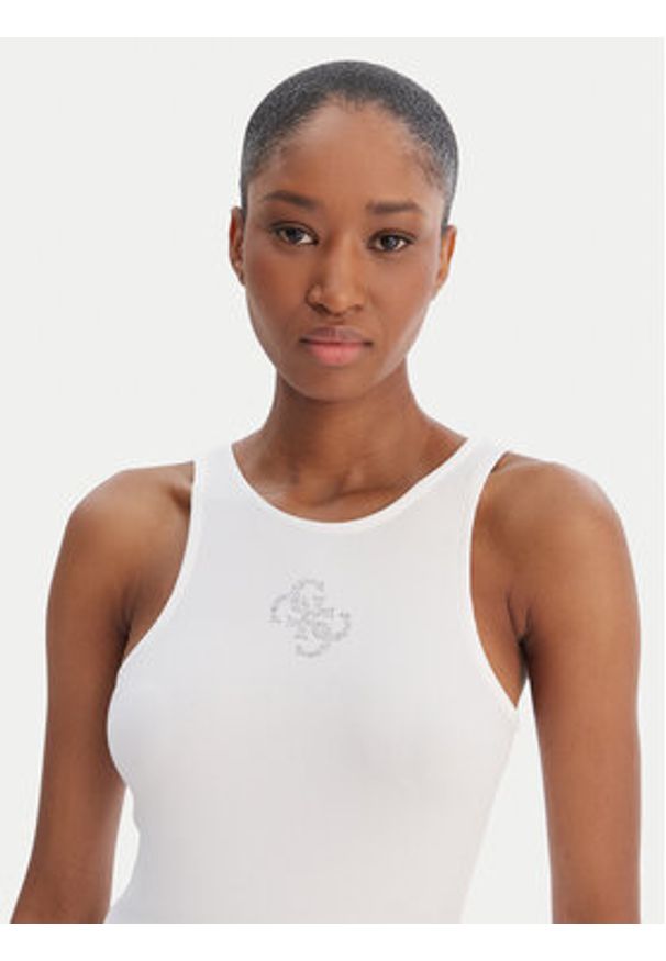 Guess Top W6RP39 KD092 Biały Regular Fit. Kolor: biały. Materiał: syntetyk