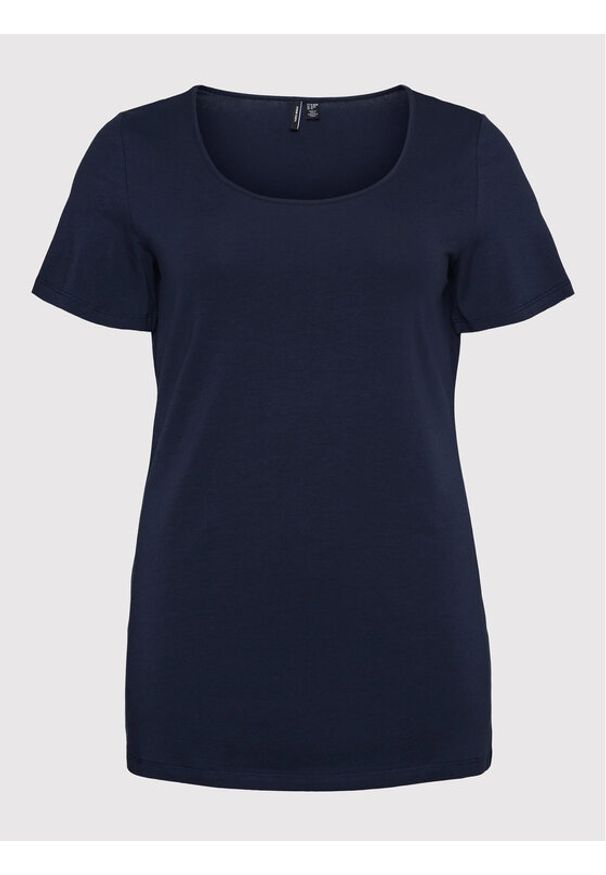 Vero Moda Curve T-Shirt Paxi 10251961 Granatowy Slim Fit. Kolor: niebieski. Materiał: bawełna