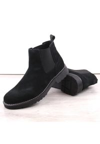 Skórzane zamszowe buty sztyblety męskie wsuwane czarne Filippo MBT5003. Zapięcie: bez zapięcia. Kolor: czarny. Materiał: zamsz, skóra #3