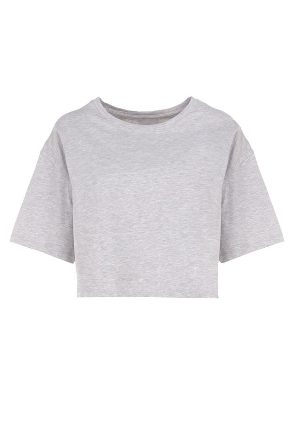 Born2be - Jasnoszary T-shirt Rheniala. Okazja: na co dzień. Kolor: szary. Materiał: bawełna, materiał. Długość rękawa: krótki rękaw. Długość: krótkie. Wzór: gładki. Sezon: lato. Styl: casual