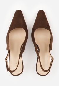 Renee - Ciemnobrązowe Szpilki VICES Slingback Ozdobione Cyrkoniami na Obcasie Laodele. Okazja: na randkę, na imprezę. Zapięcie: sprzączka. Kolor: brązowy. Wzór: aplikacja. Obcas: na obcasie. Styl: elegancki. Wysokość obcasa: średni #3