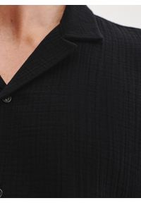 Pako Lorente - Bawełniana koszula męska w kolorze czarnym. Okazja: na co dzień. Kolor: czarny. Materiał: bawełna. Długość rękawa: krótki rękaw. Długość: krótkie. Sezon: lato. Styl: casual #10