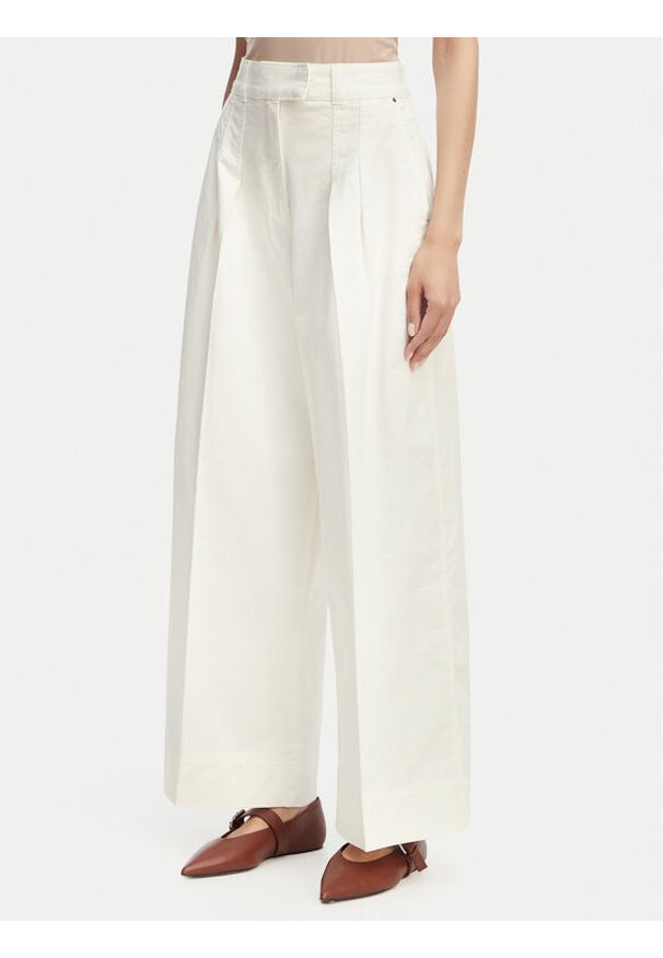 BOSS Spodnie materiałowe C Tanjura5 50558693 Kremowy Regular Fit. Kolor: kremowy. Materiał: bawełna